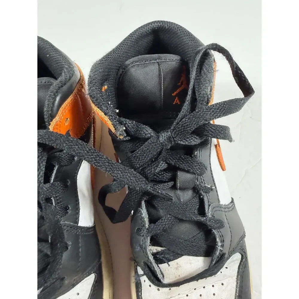 Nike Air Jordan 1 Mid SE Black White Orange High Top Sneakers Size 5 youth